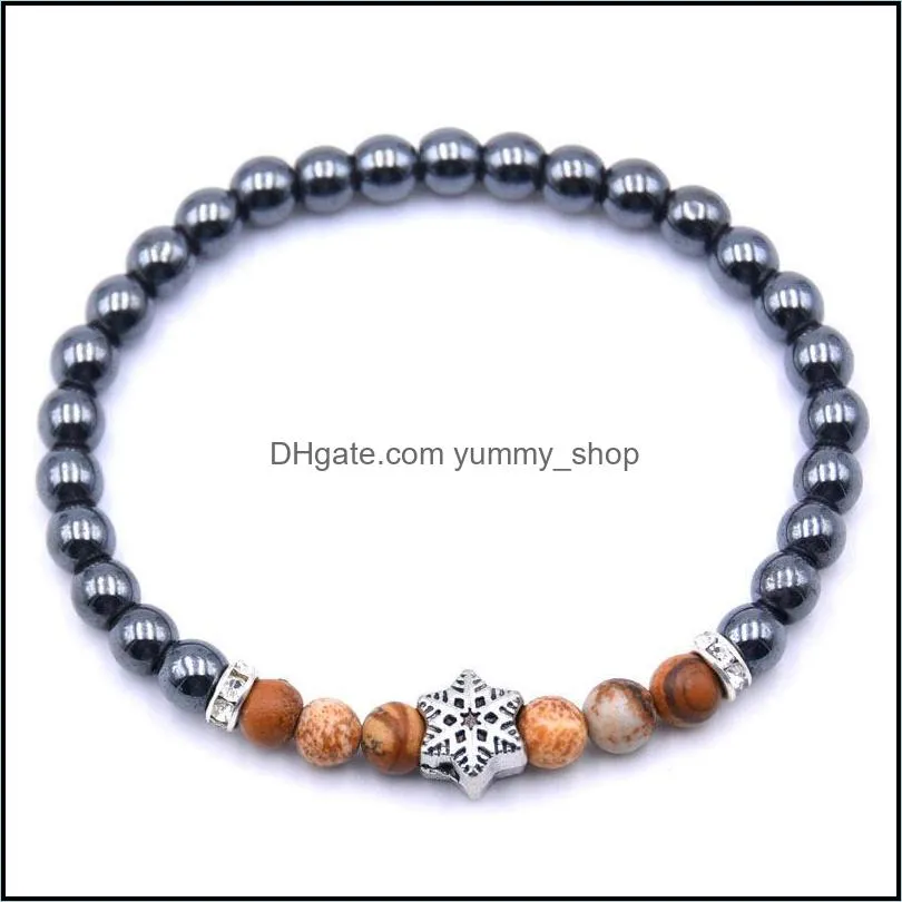 Xuebao alloy black gallstone natural gemstone bead bracelet 6mm manual elastic unisex jewelry magnetic therapy
