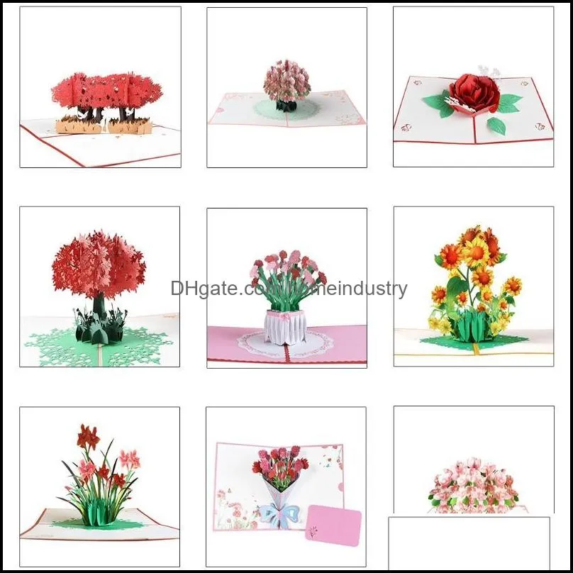 Greeting Cards 3D -Up Flower Floral Card For Birthday Msee pics Father`s Day Graduation Wedding Anniversary