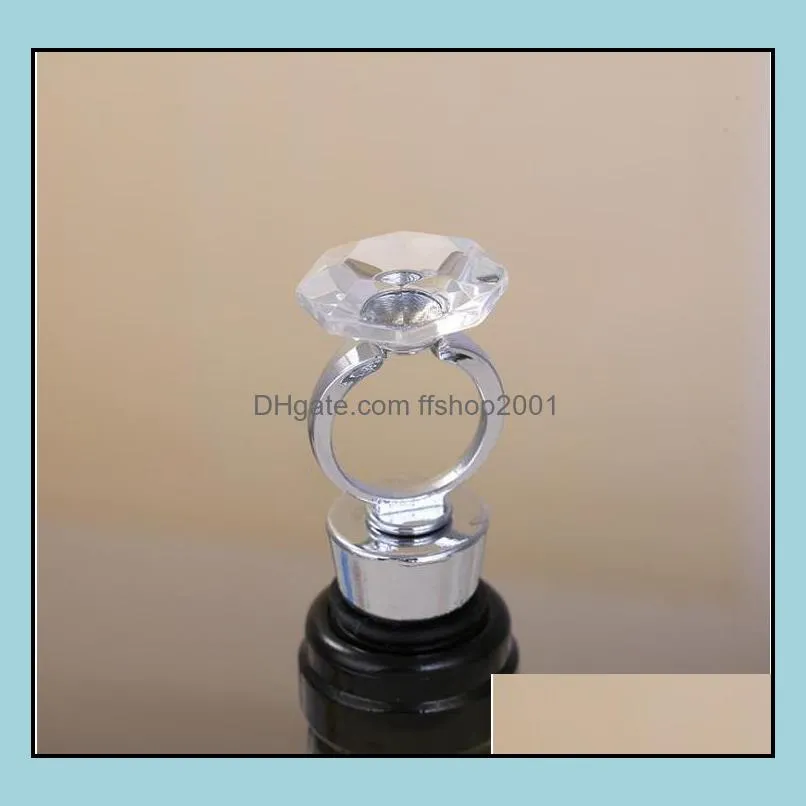 Crystal Diamond Ring Wine Stoppers Home Kitchen Bar Tool Champagne Bottle Stopper Wedding Guest Gifts Box Packaging SN4368