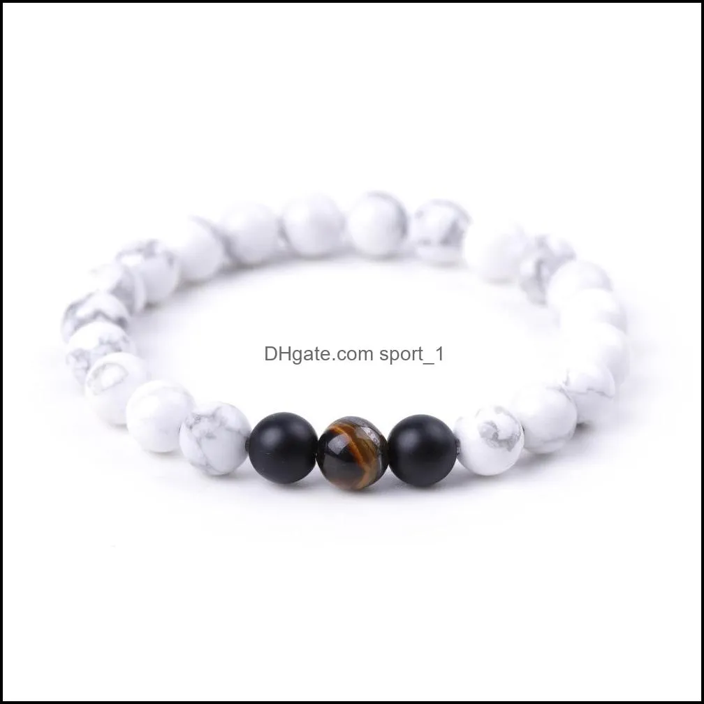 Lover 8mm Stone Beads Bracelet Women Men Bangle Beaded Hand Strings Couple