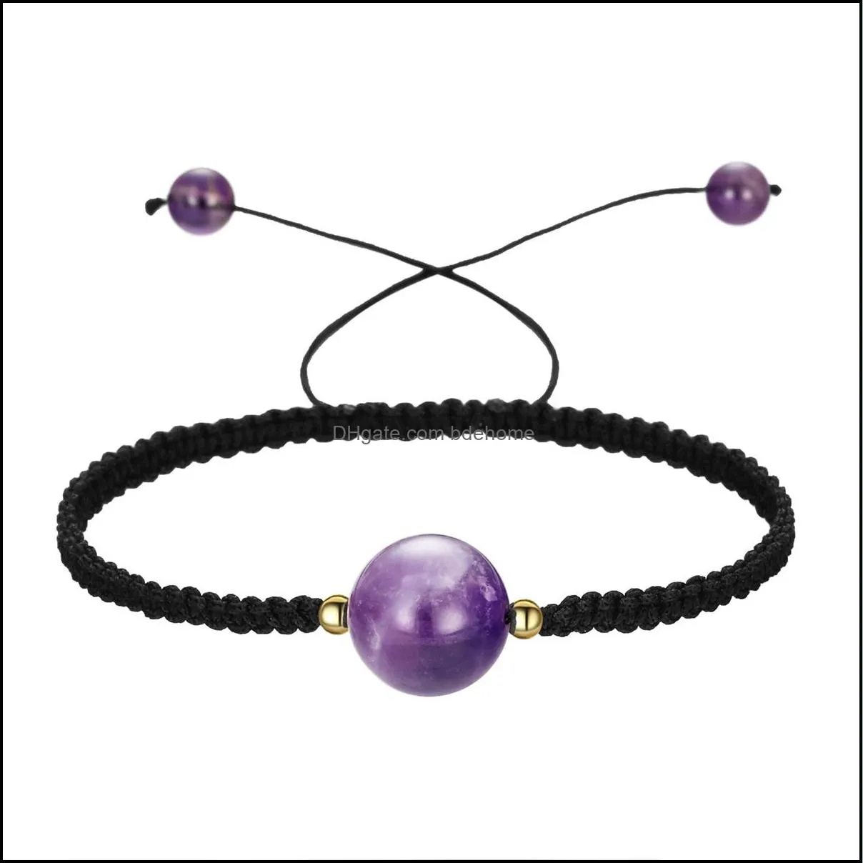 men women hand-woven strands beaded lucky chinese knot adjustable rope bracelets natural stone black onyx ball beads braid handmade feng