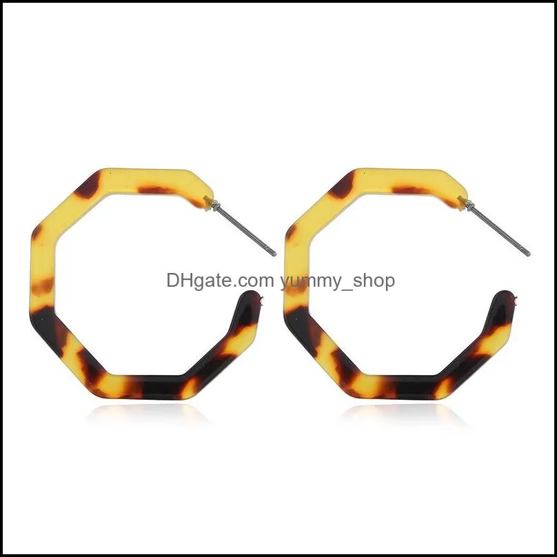 Acrylic Earrings Hoop Lightweight Resin Earrings Geometric Octagon Statement Stud Earrings Bohemian Fashion Jewelry