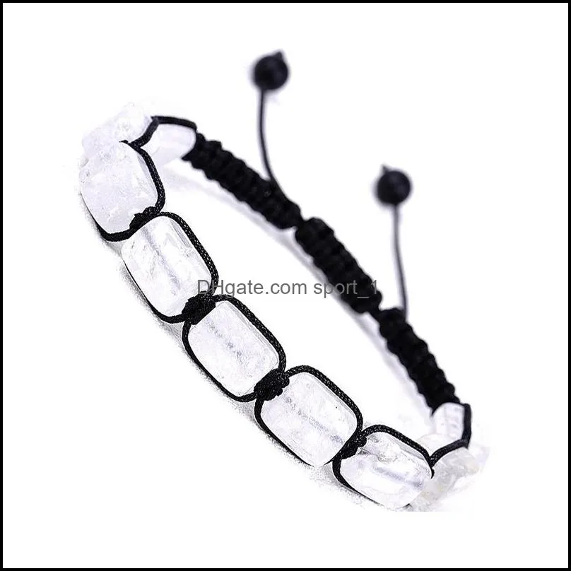 rectangle Natural stone Seven Chakras Bracelet Fashion Braided Buddha Bead Bracelets for Men women jewelry