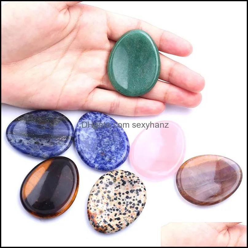 35*45mm Worry Stone Thumb Gemstone Natural Healing Crystals Therapy Reiki Treatment Spiritual Minerals Massage Palm Gem Women Men