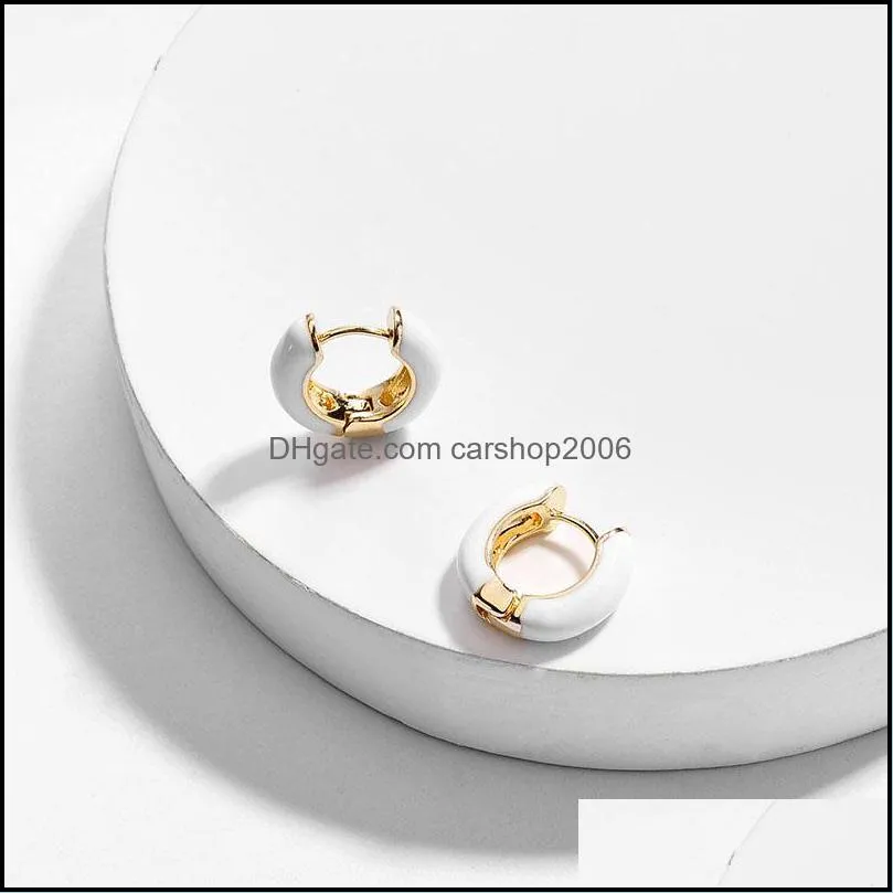 2019 new design popular multicolor enameled ear cuffs for women summer copper mini drop oil circle hoop earring jewelry