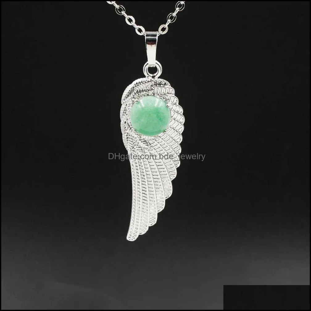 natural crystal quartz angel wings pendant necklace for women girl chakra reiki healing eye dream yoga choker jewelry