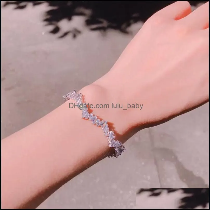 shinny irregular cubic zirconia cz bracelet zircon crystal adjustable chain bracelets for women girls wedding party jewelry