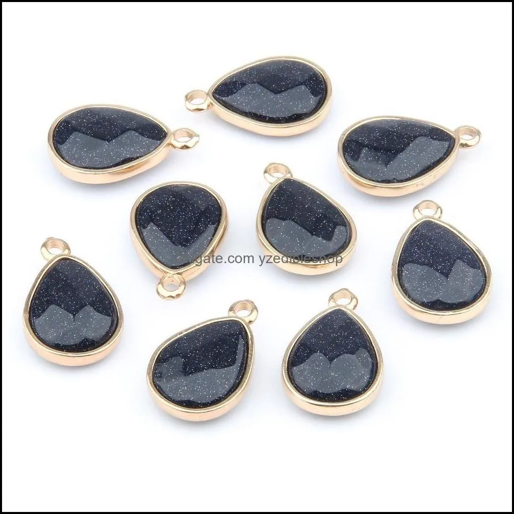 wholesale water drop shape natural stone rose quartz tiger eyes pendant charms diy for druzy necklace earrings or jewelry making