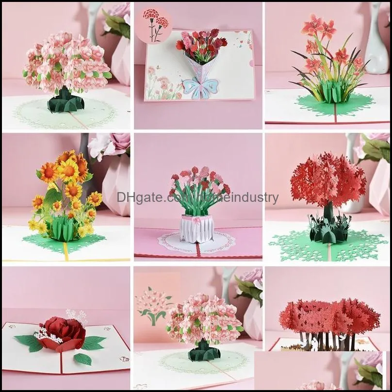 Greeting Cards 3D -Up Flower Floral Card For Birthday Msee pics Father`s Day Graduation Wedding Anniversary