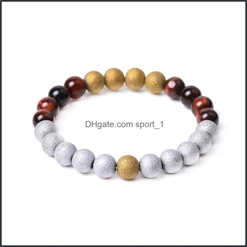 Plating Beads Charms Blue Green Tiger Eye stone Beaded Bracelet Lover Handmade women Men Energy Stones Couple Bangles Bracelets