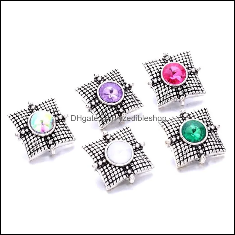 colorful cross shape silver color snap button charms women jewelry findings bright rhinestone 18mm metal snaps buttons diy bracelet