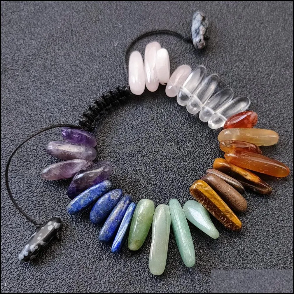 Seven Chakra Healing Stone Charm Bracelet Women Men Braided woven meditation Energy Beads Bracelets Jewelry