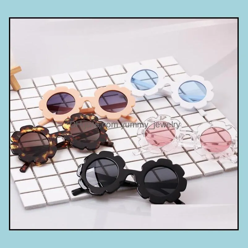 2021 Cute Flower Round kids children Sunglasses UV400 Eyewear Floral Boy girl Lovely Baby Sun Glasses