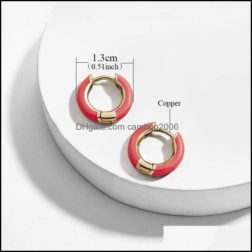2019 new design popular multicolor enameled ear cuffs for women summer copper mini drop oil circle hoop earring jewelry