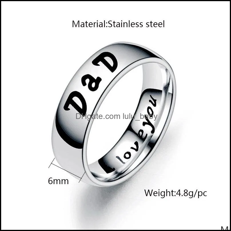 6mm stainless steel dad rings for men mom son daughter wedding band classic ring daddy birthday gift