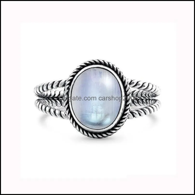 vintage big moonstone ring tibetan horse eye antique silver round rings wedding jewelry for women girl ladies gift summer love 2