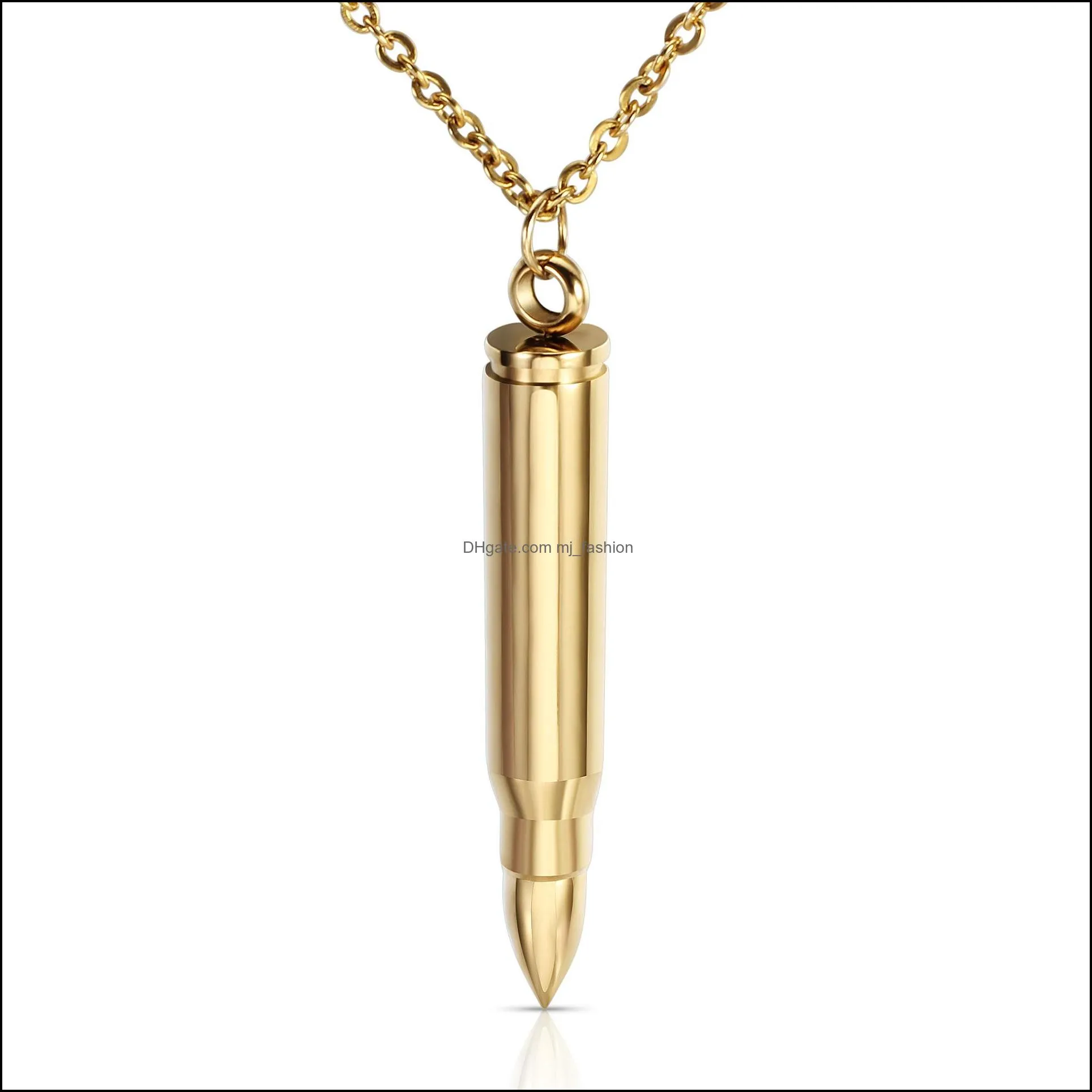 creative bullet pendant necklace for men personalized custom stainless steel bullets charm choker necklaces buyer own engraving jewelry