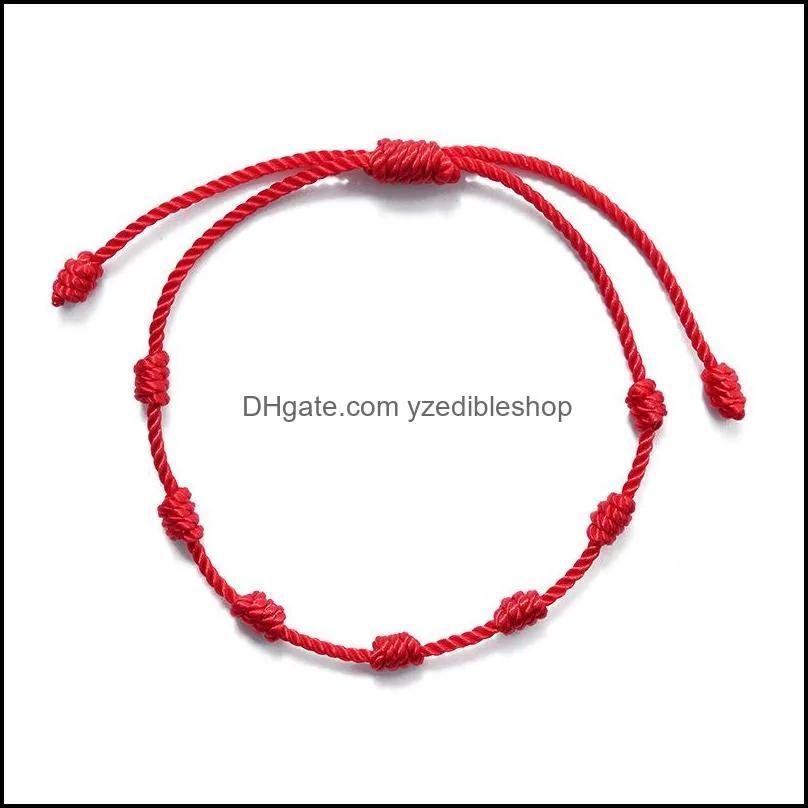 7 knots red string bracelet protection good luck amulet for success prosperity handmade rope bracelets lucky charm bangles gift