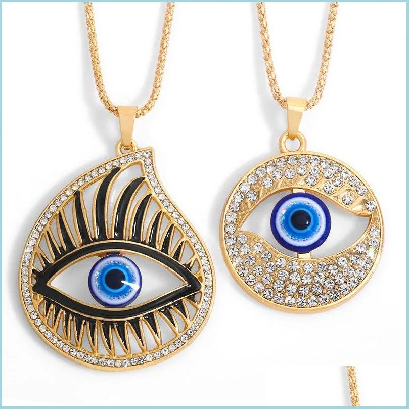 fatima hand pendant necklace turkey evil blue eyes diamond sweater chain hollow lucky pendants adjustable gold necklaces turkish crystal