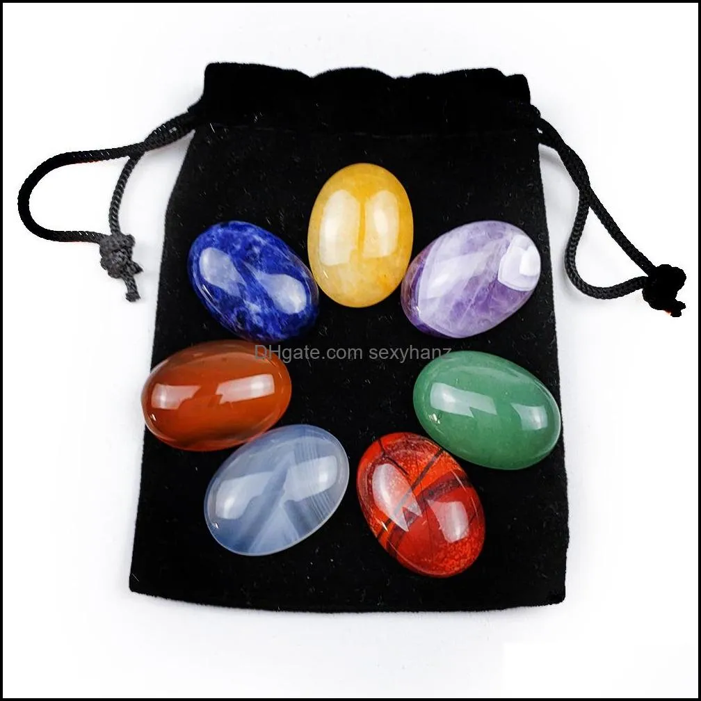 Loose Oval Reiki Seven Chakra Healing Natural Stone Tumbled Irregular Polishing Rock Quartz Yoga Energy Bead Decoration