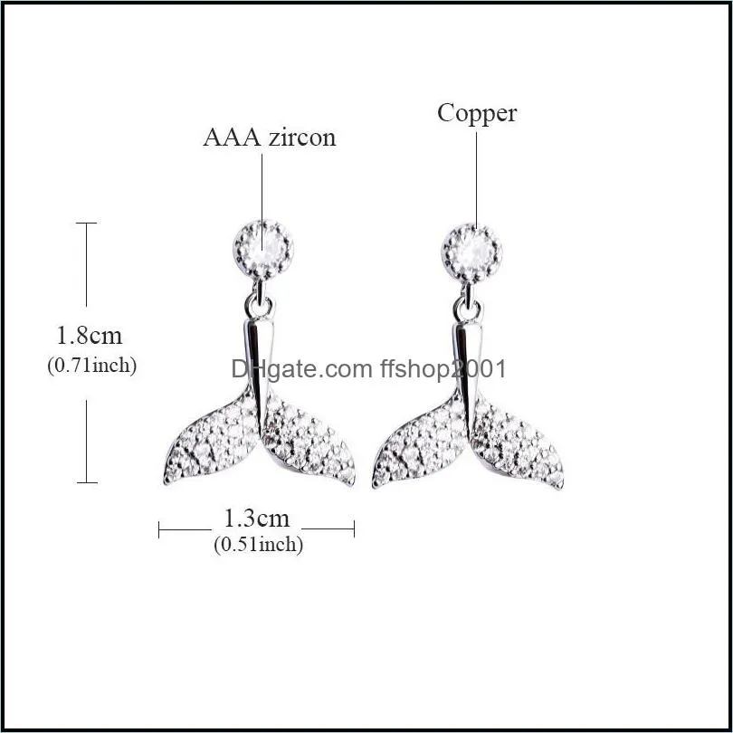 2020 new fashion zircon fishtail drop earrings unique pattern jewelry accessories designer kinds of color gold/silver earring for women