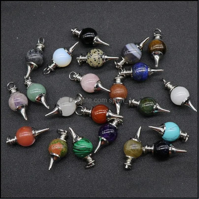Reiki Healing Assorted dowsing pendulum circular Cone charms Crystal pendants for necklace accessories jewelry making
