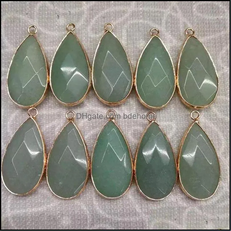 12pcs crystal quartz agate drop color random wholesale multi-faceted drop pendant necklace mixed unisex cure