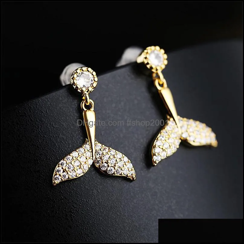 2020 new fashion zircon fishtail drop earrings unique pattern jewelry accessories designer kinds of color gold/silver earring for women