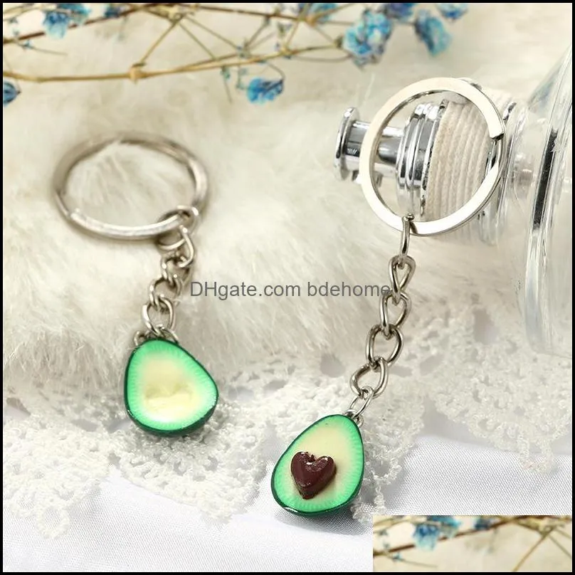 environmentally friendly soft clay avocado keychain fashion couple fruit jewelry cute avocado charm necklace avocado keychain set pendant
