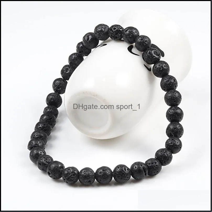 6mm 8mm 10mm Natural Volcanic Stone Beads strand Bracelets Black Lava Men Bracelet Aromatherapy Essential Oil Diffuser Bangle for