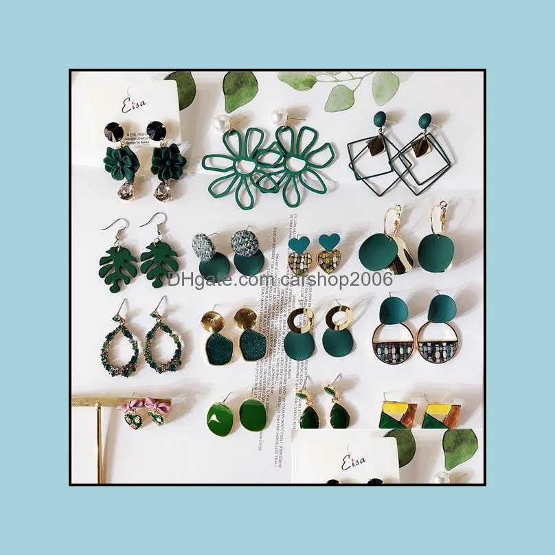 highend green earrings for women temperament retro dangle earrings girls party wedding stud earrings jewelry gift