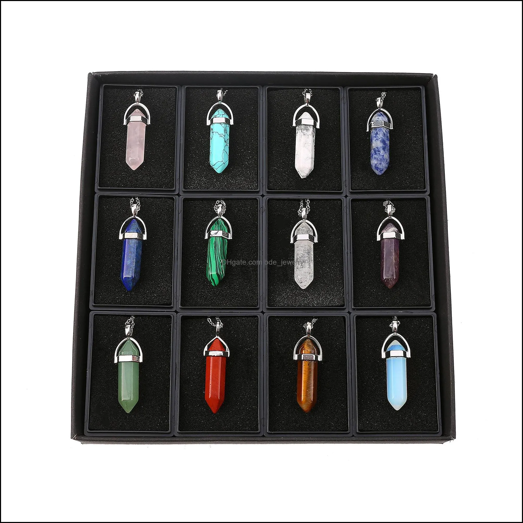 indian agate hexagonal cone pendant pendant men and women necklace designer fashion style