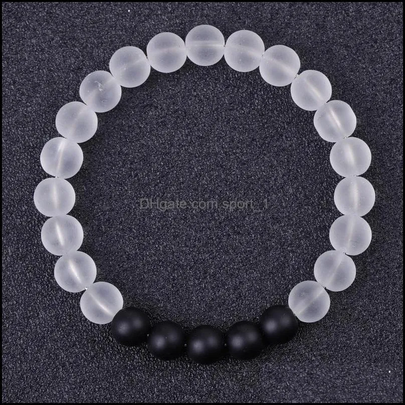 Lover Matted Black White glass beads Bracelet Men Buddha Handmade Bracelets Summer Women Jewelry gift