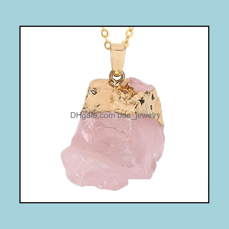 natural stone pendant gemstone gold colorful irregular shape necklace female crystal quartz neck jewelry