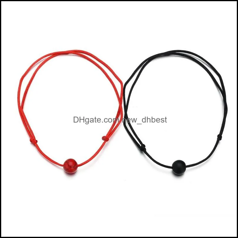 2019 hot sale 2pcs/set matte lava stone natural stone bead charm bracelet red string bracelets for couple with wish card jewelry gift