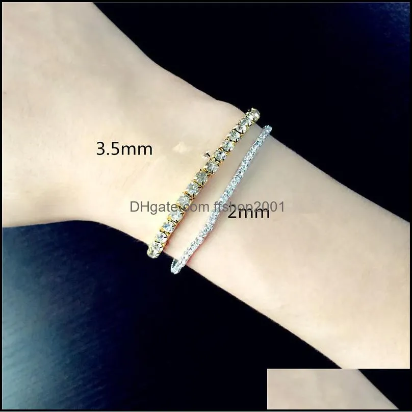 2.0mm thin crystal bracelet for women single row crystal stretch bracelet girls party wedding jewelry gift