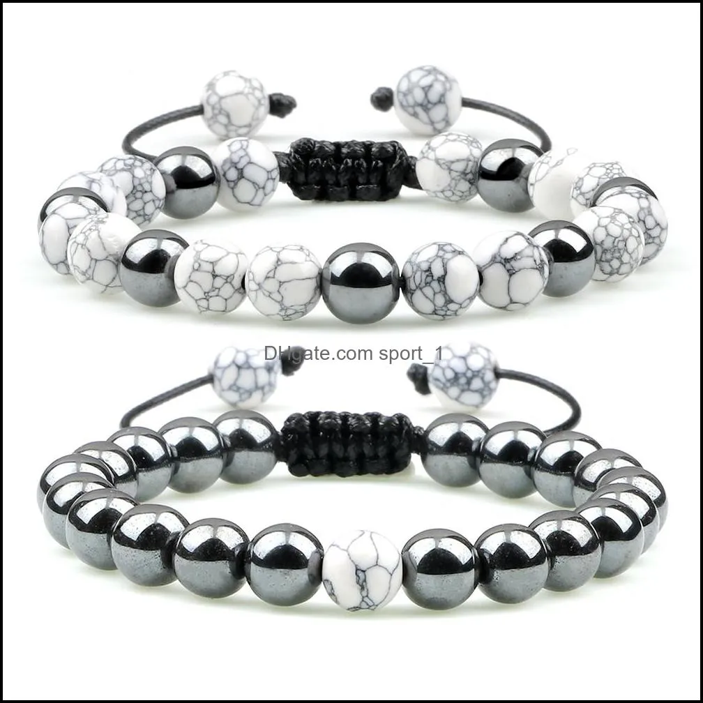 Hematite Tiger Eye Stone Beads Bracelets Handmade Adjustable Men Health Protection Energy Stones Couple Distance Bangles Jewelry