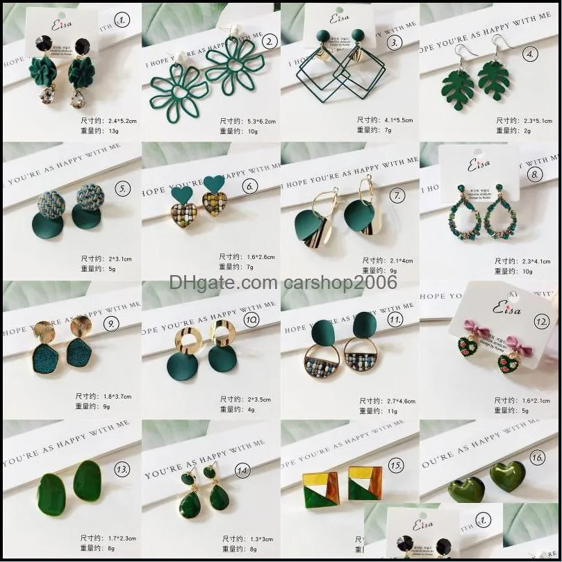 highend green earrings for women temperament retro dangle earrings girls party wedding stud earrings jewelry gift