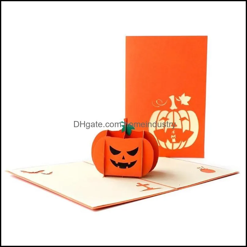 Greeting Cards Halloween 3D -Up Witch Ghost Pumpkin Card For Party Postcard With Envelope