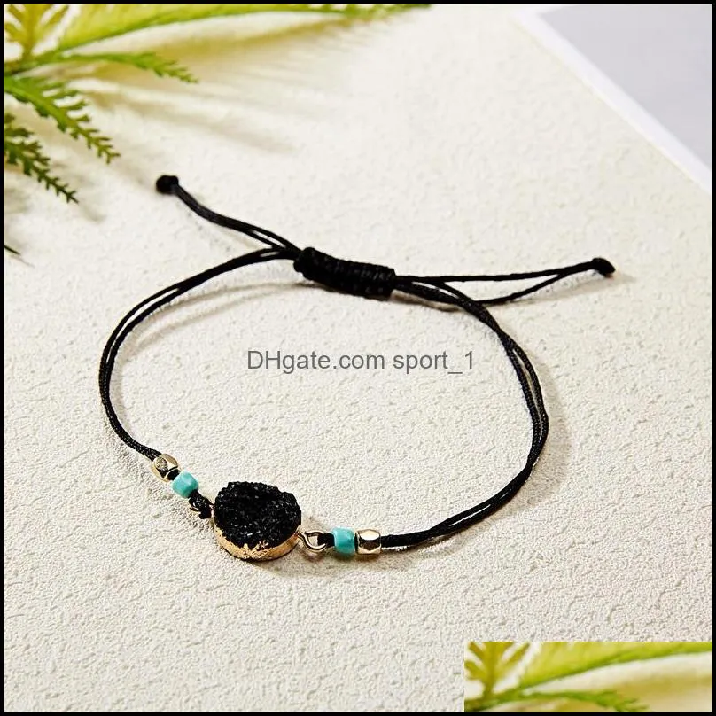 Friendship Make a wish Druzy Drusy Resin Handmade braided Rope Bracelet for Women Christmas party Card gift