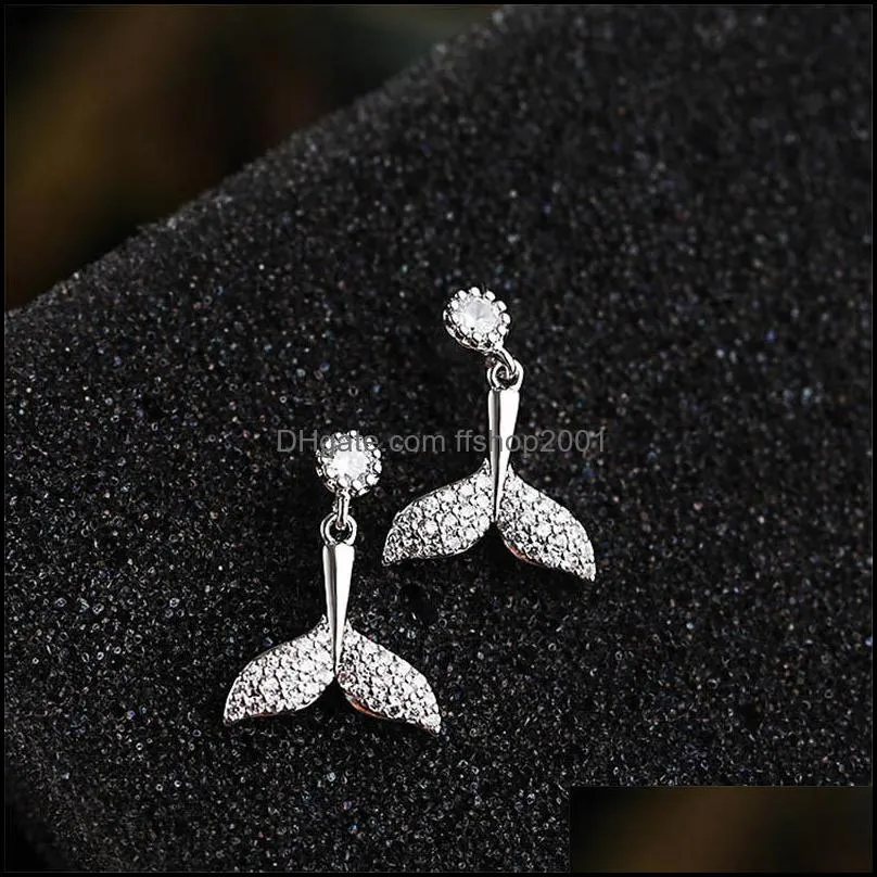 2020 new fashion zircon fishtail drop earrings unique pattern jewelry accessories designer kinds of color gold/silver earring for women