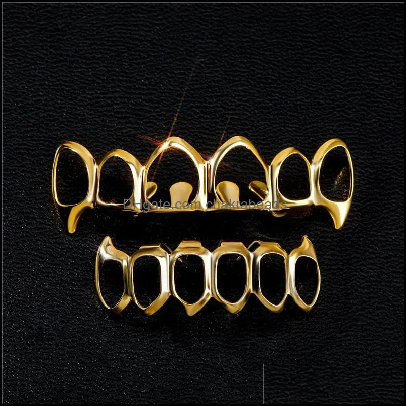 new smooth gold silver plated teeth grillz 6 top bottom faux dental tooth