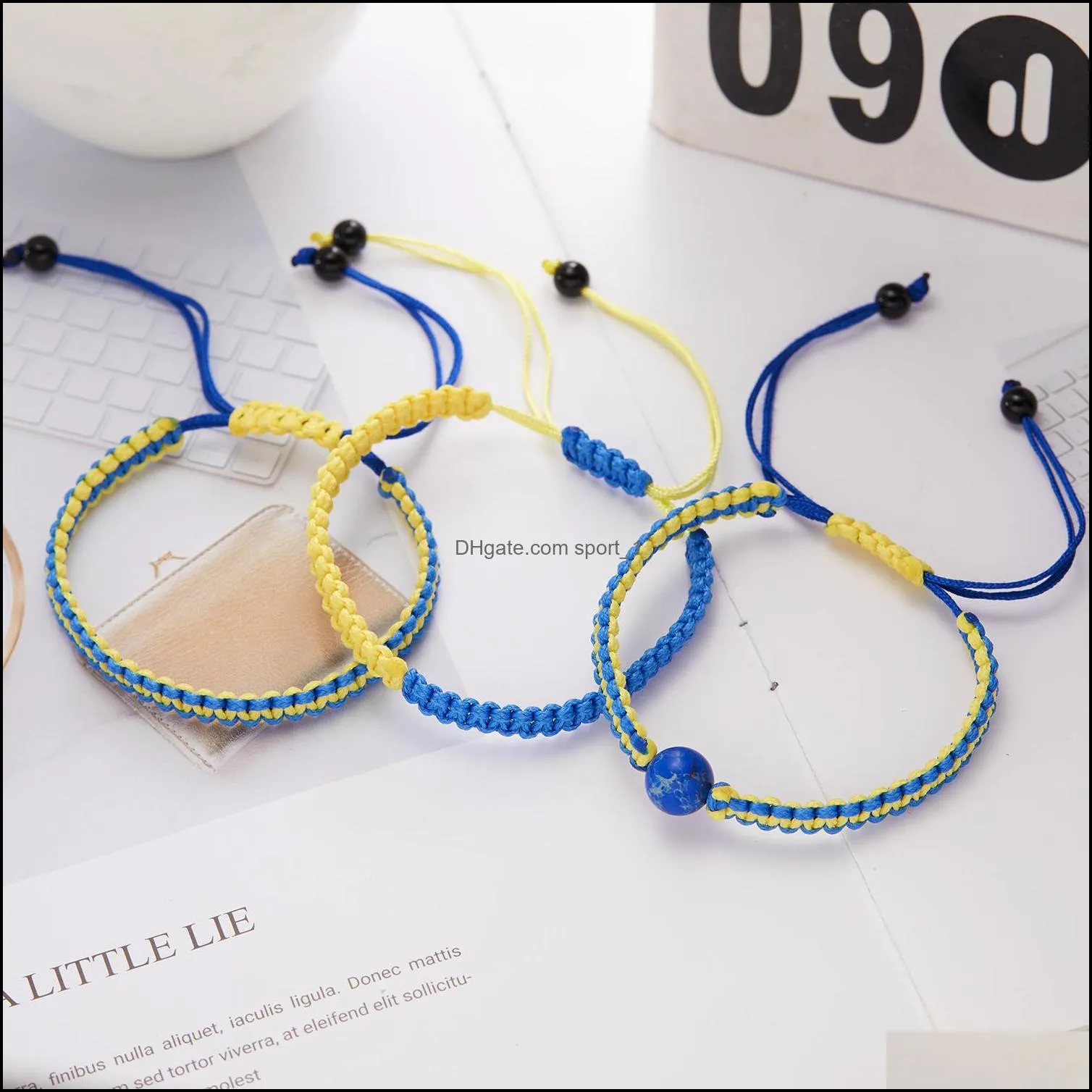 Charm Yellow Blue Ukraine Bracelets For Women Men Handmade Ukrainian Flag Color Woven String Bracelet New Design Couple Jewelry