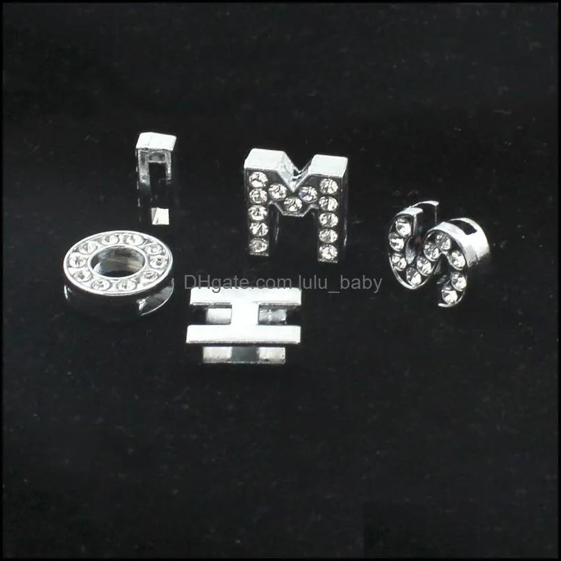 8mm 26 letters a-z initial charms pendants jewelry making accessrioes diy crystal rhinestone english letter bracelet necklace