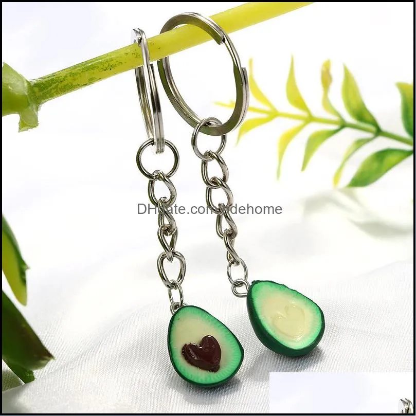 environmentally friendly soft clay avocado keychain fashion couple fruit jewelry cute avocado charm necklace avocado keychain set pendant