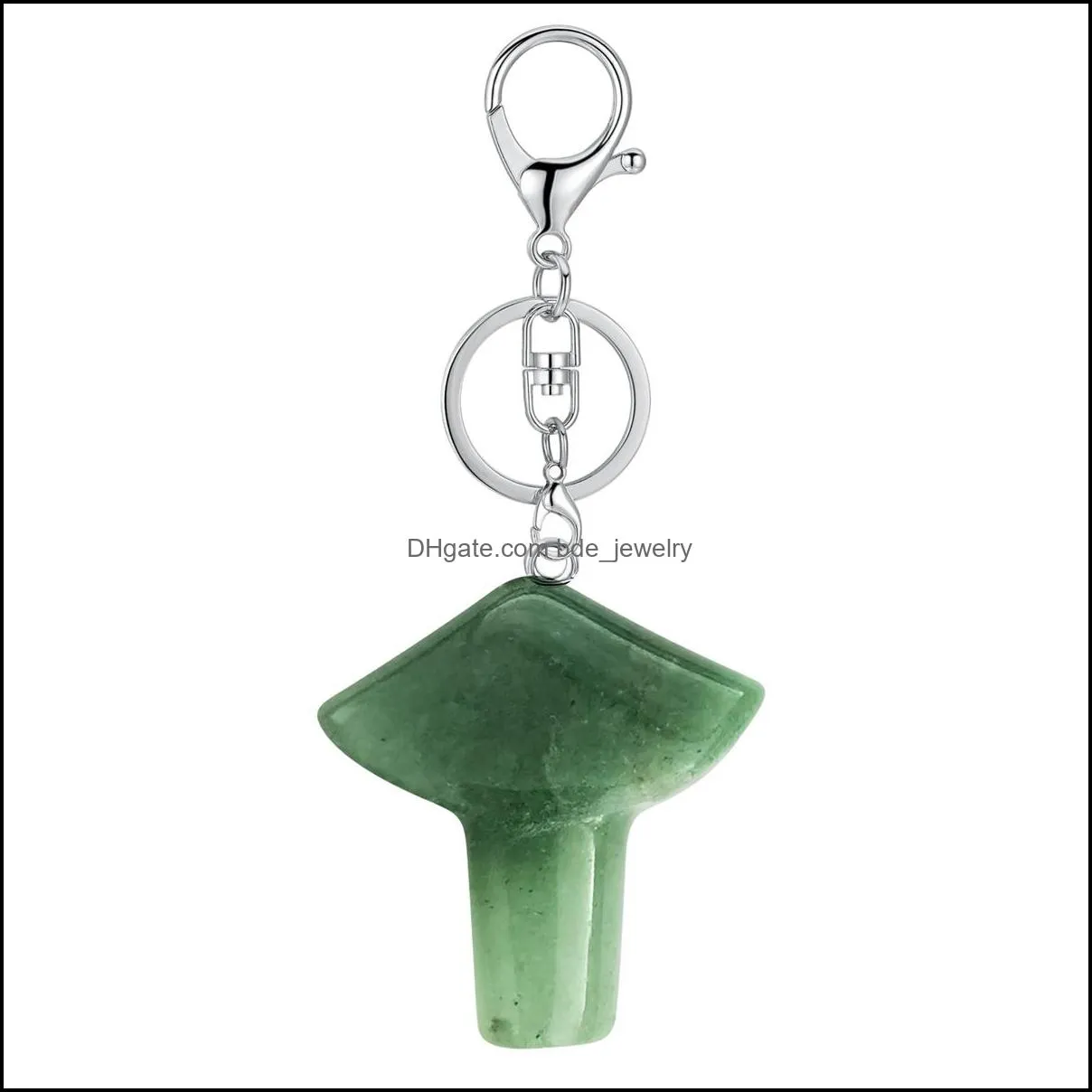 healing chakra mushroom key rings for women men natural quartz crystal rock charm choker jewelry bags car keychain