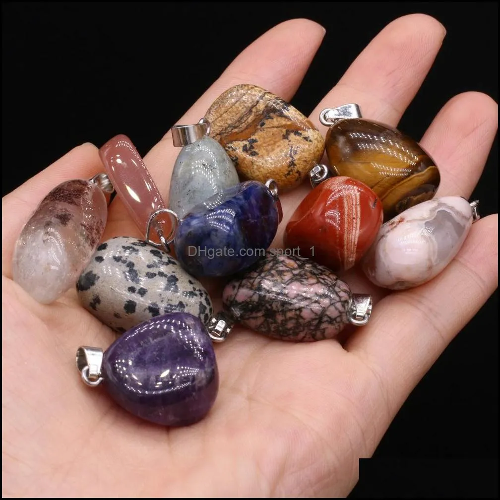 Reiki Healing charms Irregular Energy Stone Pink White Crystal pendant for necklace accessories jewelry making