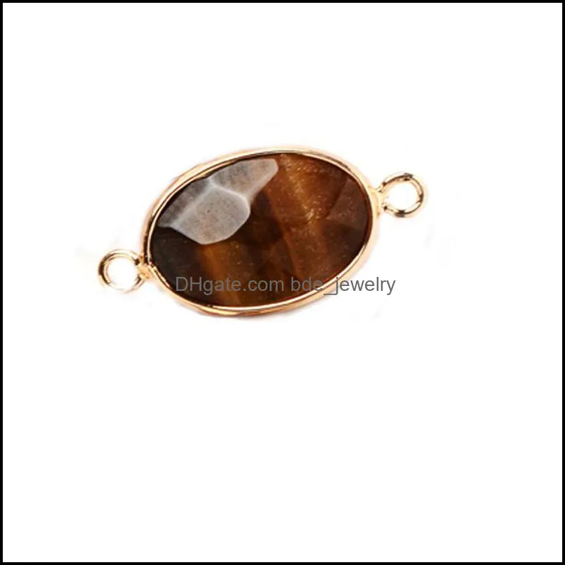 cut double hanging stone pendant 13x18mm accessories gold wrapped oval quartz gemstone for women and men jewelry making