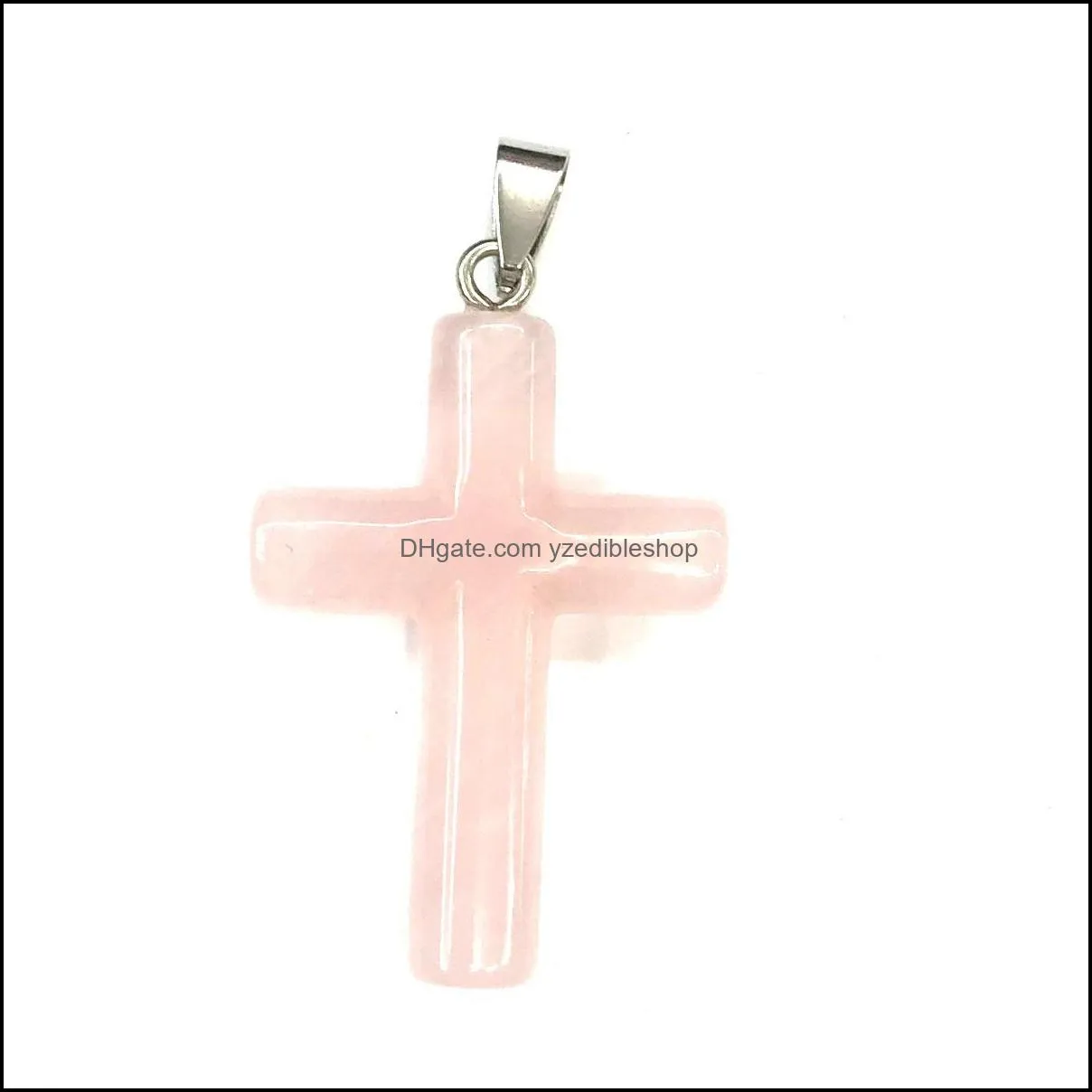 40x28mm natural crystal stone cross charms pendants for necklace jewelry making