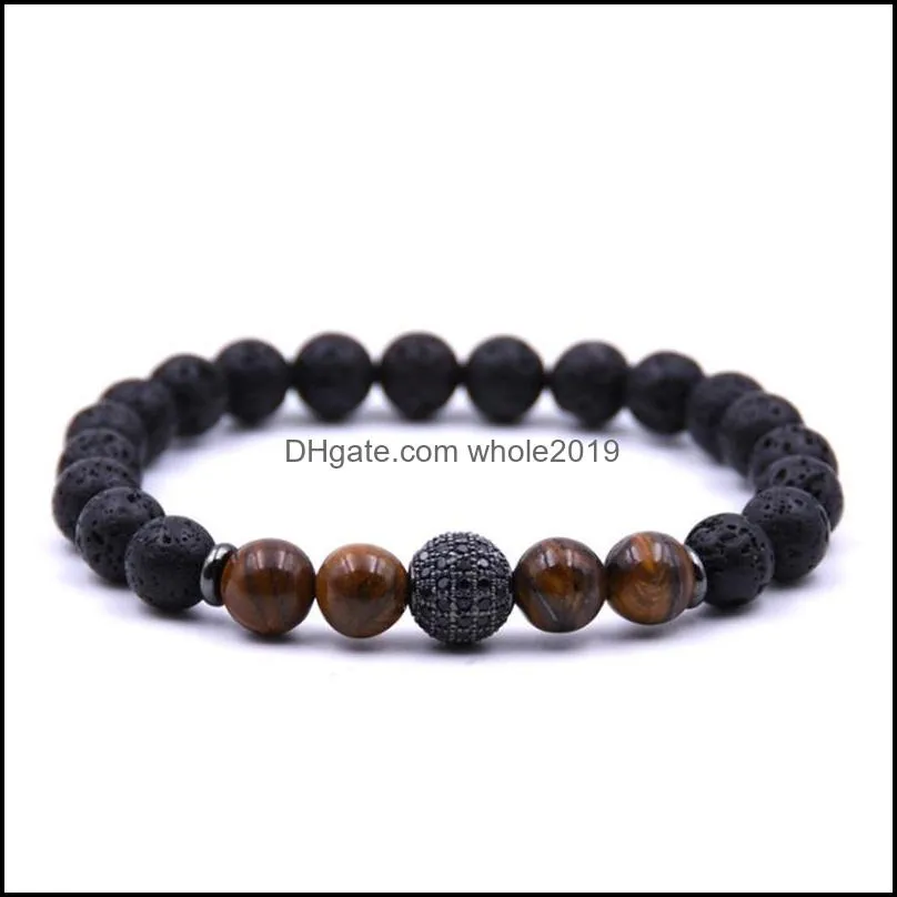 Men`s and women`s beads bracelet elastic natural stone yoga bracelet bracelet volcanic lava rock round loose beads natural stone rock ball